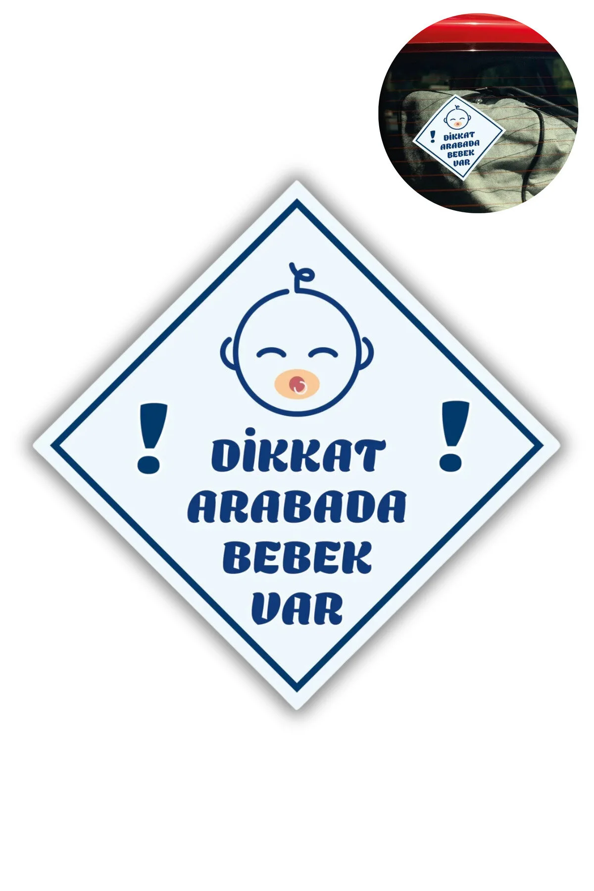 &amp;quot;DİKKAT ARABADA ERKEK BEBEK VAR - EMZİKLİ&amp;quot; Uyarı Stickerı | Araba Camı İçin 10x10 cm Etiket