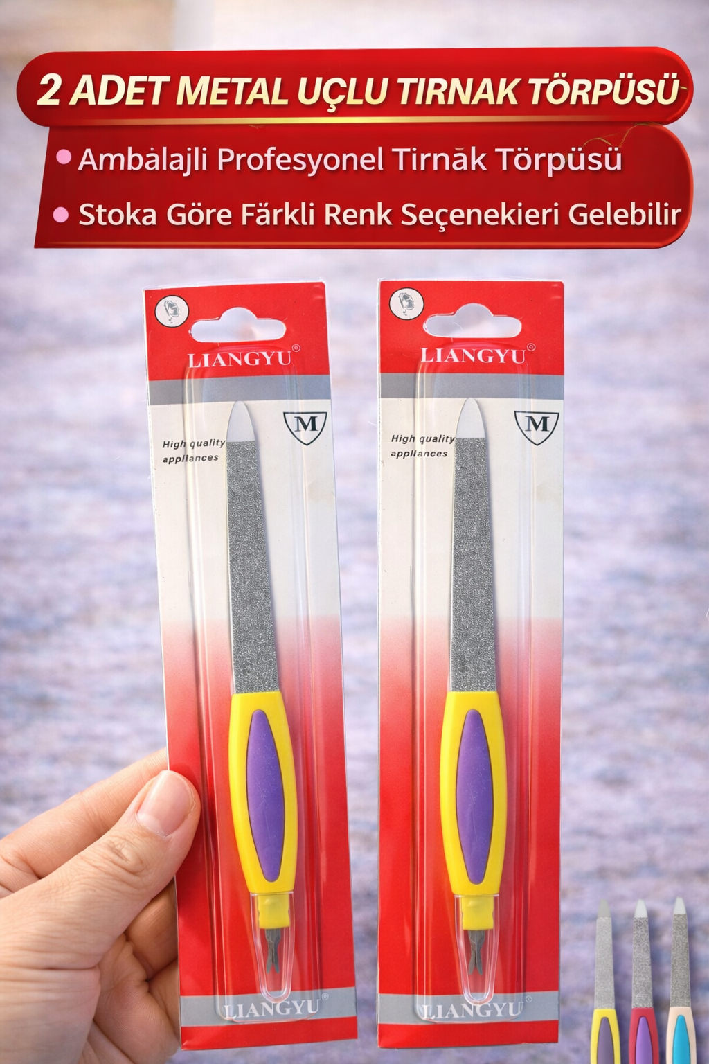 2 Adet Metal Uçlu Tırnak Törpüsü Blister Ambalajlı Profesyonel Manikür Törpüsü