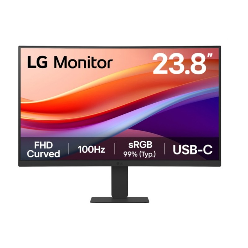 23.8 Lg 24U421AB Va 5Ms 100Hz UsbC Hdmı Fhd 1920X1080 Curved Vesa Sıyah