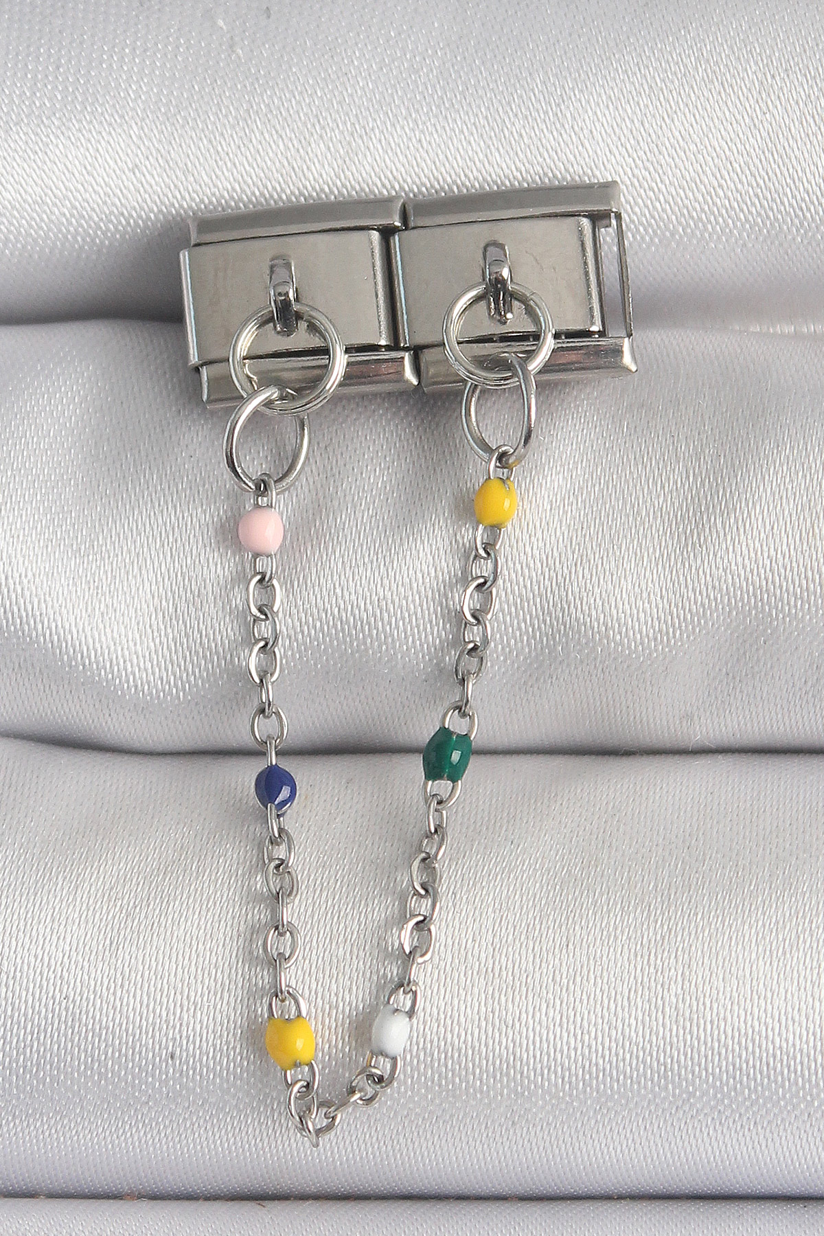 316L Çelik Gümüş Renk 2'Li Sallantı Zincir Model Charm