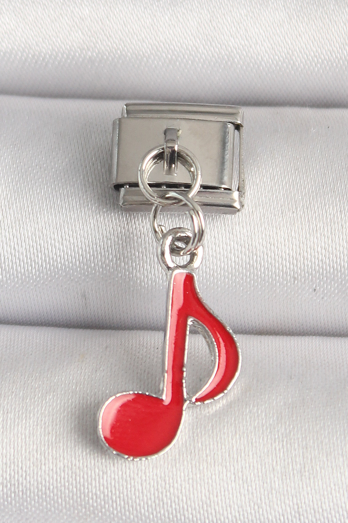 316L Çelik Gümüş Renk Kırmızı Müzik Nota Model Charm