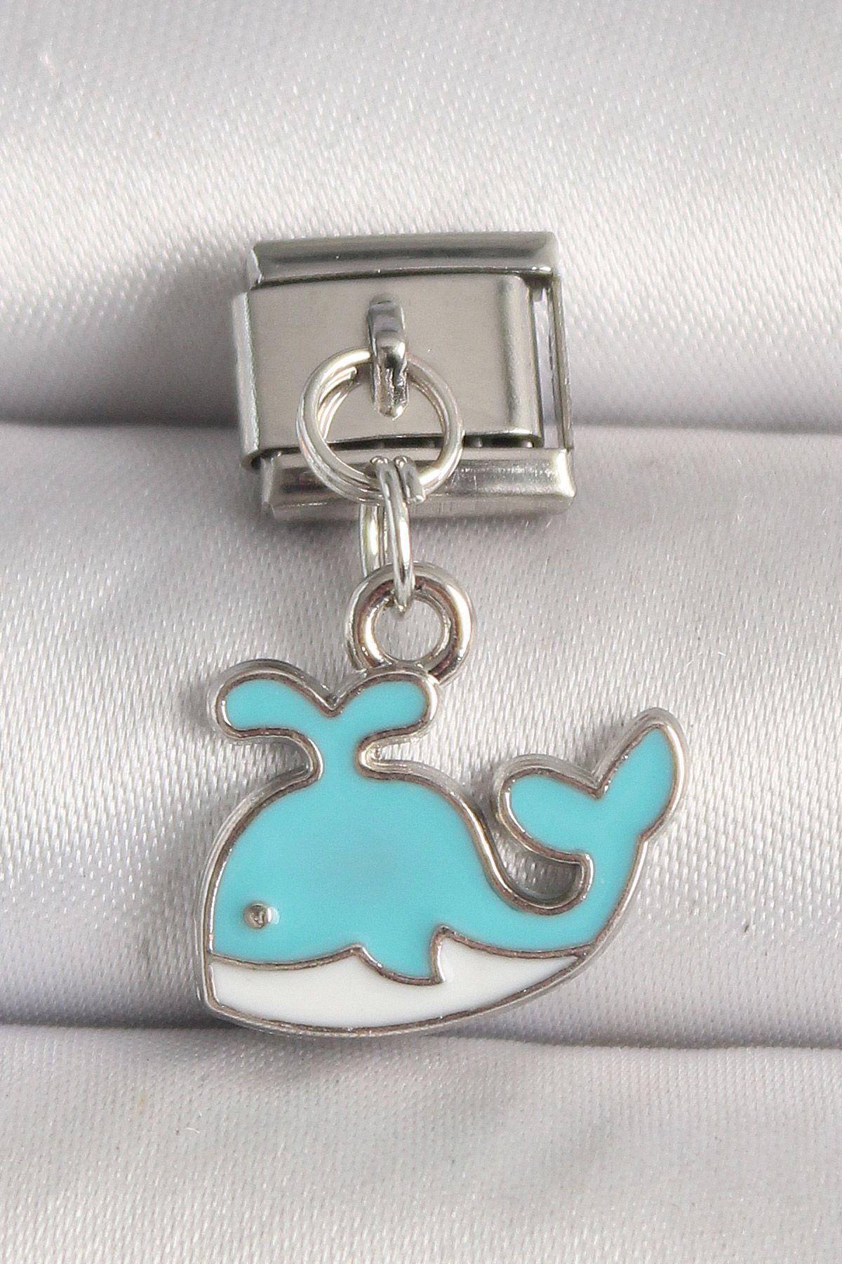 316L Çelik Gümüş Renk Mavi Balina Model Charm