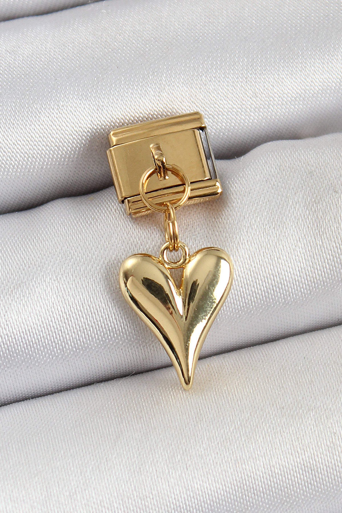 316L Çelik Sallantılı Kalp Model Gold Renk Charm