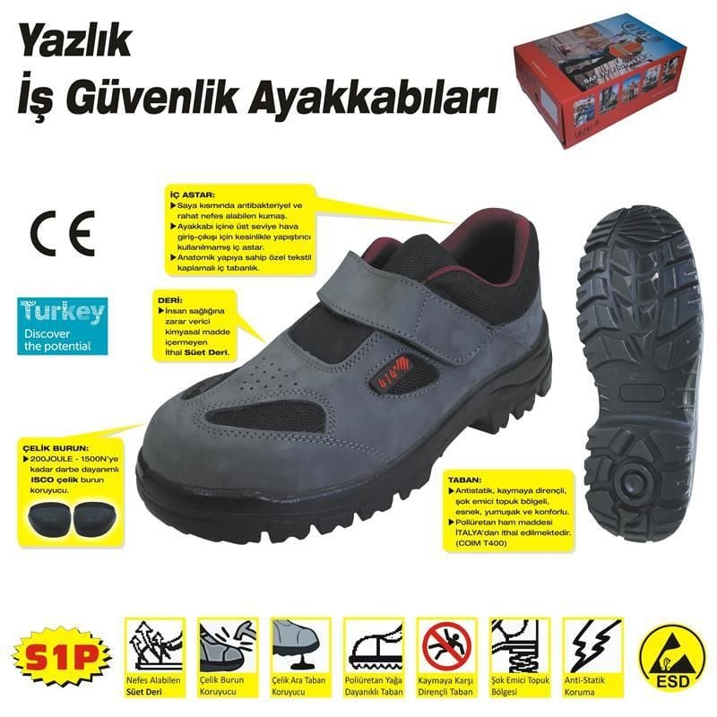 414 Yazlık S1 44 No Çelik Burunlu Ayakkabı