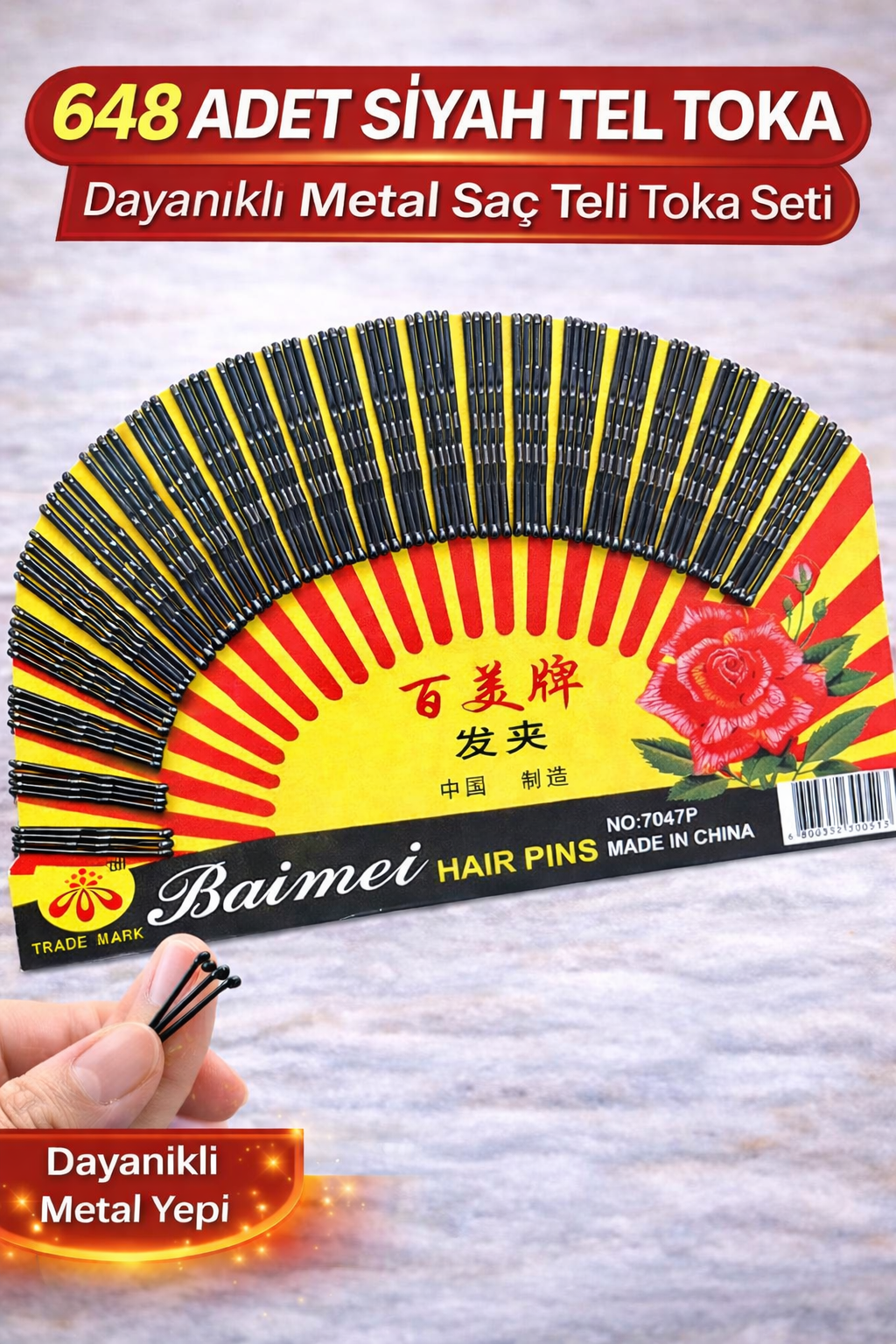 648 Adet Siyah Tel Toka Saç Tokası "“ Dayanıklı Metal Profesyonel Saç Teli Toka Seti
