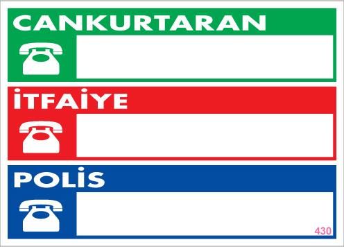 Acil Durum Telefon Levhası 25X35 Kod:430