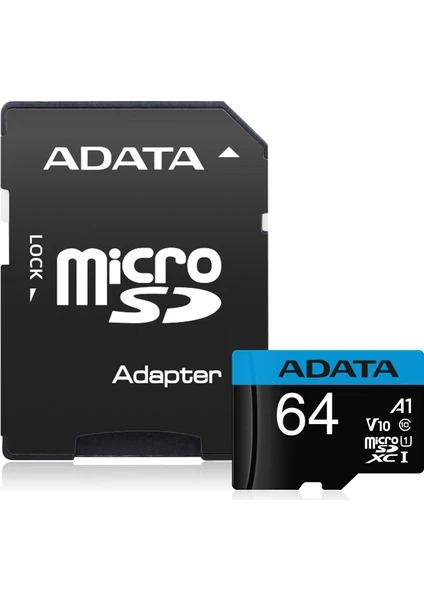 ADATA 64GB PREMIER MICROSDXC UHS-I CLASS10 V10 AUSDX64GUICL10A1-RA1