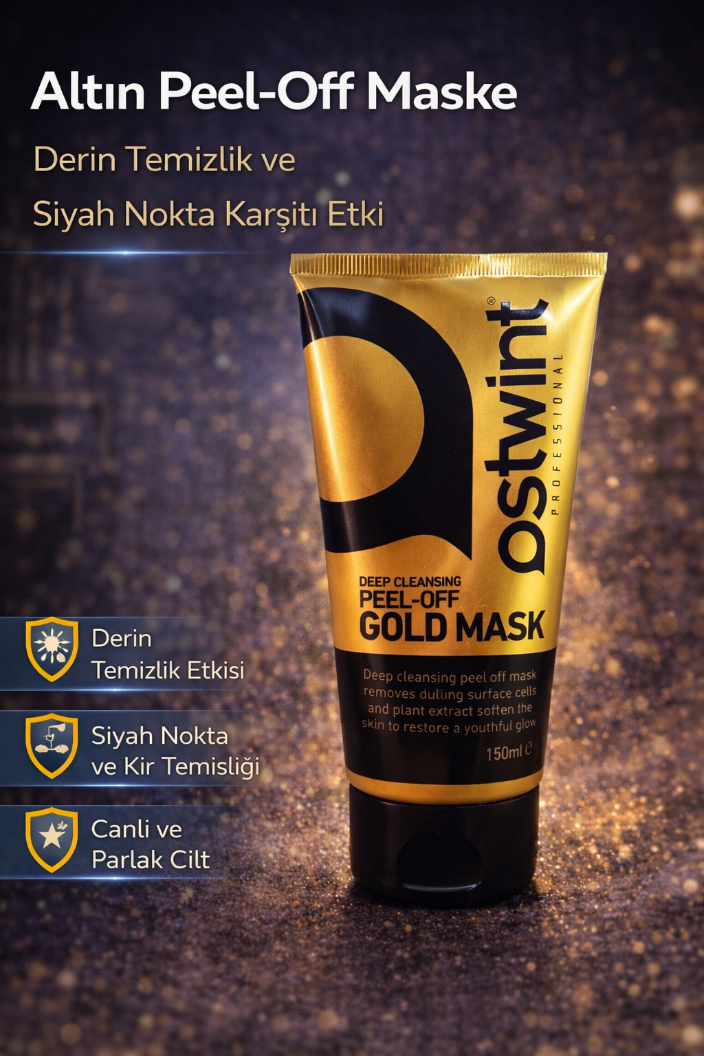 Altın Peel Off Maske 150 ml Derin Temizleyici Siyah Nokta Karşıtı Cilt Arındırıcı Yüz Maskesi