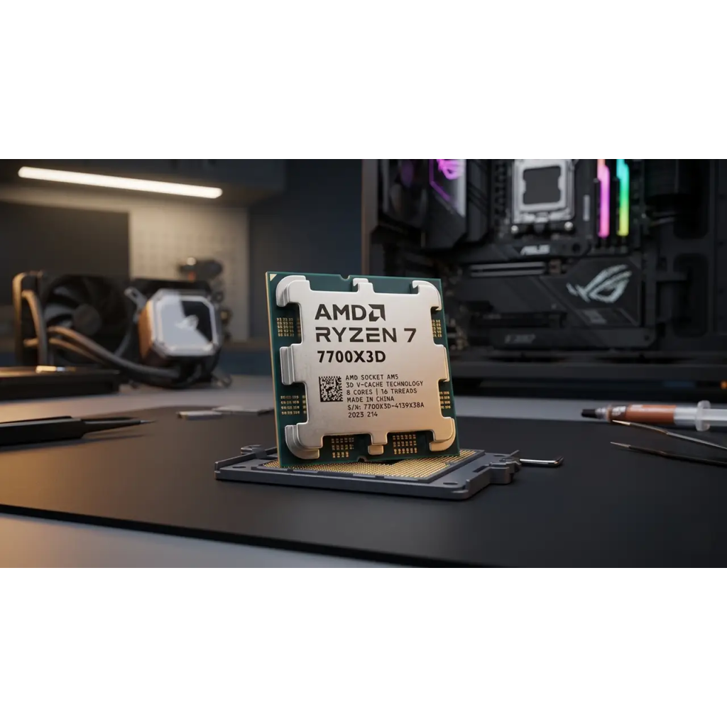 AMD RYZEN 7 7700X3D 8 Core, 4,00-4.50GHz, 104Mb Cache, 120W, AM5 Soket, TRAY, (Dahili Grafik VAR, Fan YOK) TÜRKİYE Distibütör GARANTİLİ