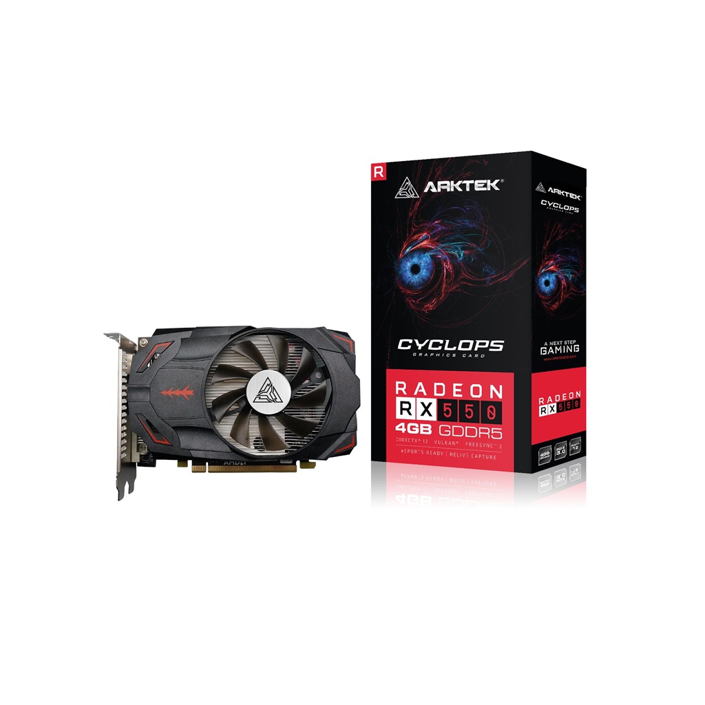 ARKTEK CYCLOPS, AKR550D5S4GH1, RX550, 4Gb, GDDR5, 128BIT, 1xDVI, 1xHDMI, 1xDP GAMING Ekran Kartı