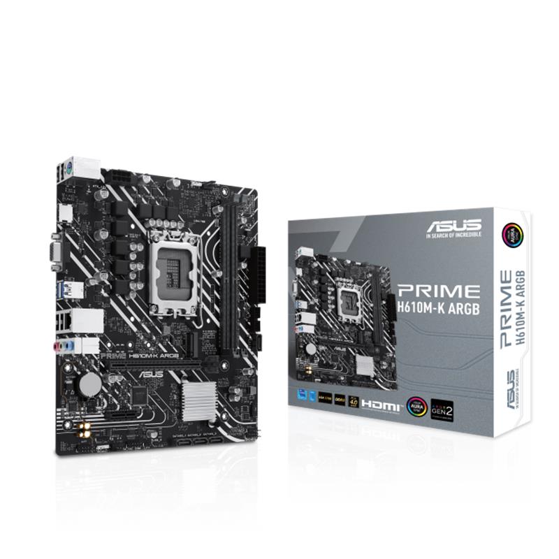 Asus Prıme H610MK Argb Ddr5 5600Mhz 1Xvga 1Xhdmı 1Xm.2 Usb 3.2 Matx 1700P (12. / 13. Ve 14. Nesi̇l İşlemci̇ Uyumlu)