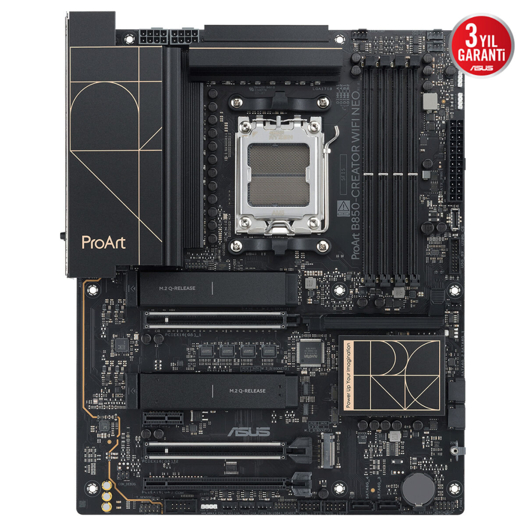 ASUS PROART B850-CREATOR WIFI NEO, 4xDDR5, 3xM.2, HDMI, DP, Type-C, PCIe 5.0, Wi-Fi 7, Bluetooth v5.4, AM5 Soket GAMING Anakart