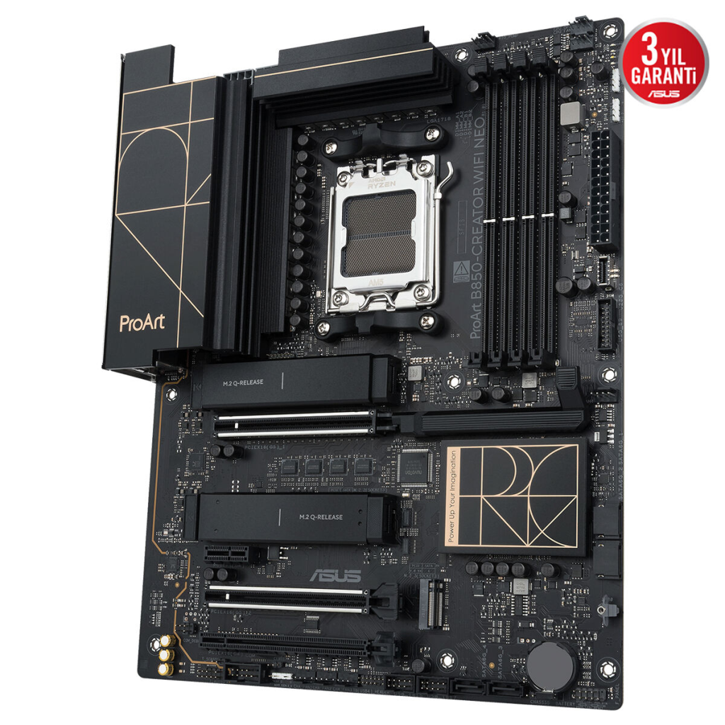 ASUS PROART B850-CREATOR WIFI NEO, 4xDDR5, 3xM.2, HDMI, DP, Type-C, PCIe 5.0, Wi-Fi 7, Bluetooth v5.4, AM5 Soket GAMING Anakart
