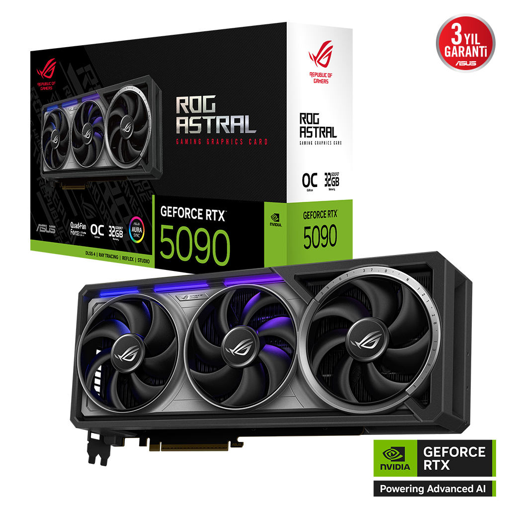 ASUS ROG-ASTRAL-RTX5090-O32G-GAMING, 32Gb, 512Bit, GDDR7, 2xHDMI, 3xDP GAMING Ekran Kartı