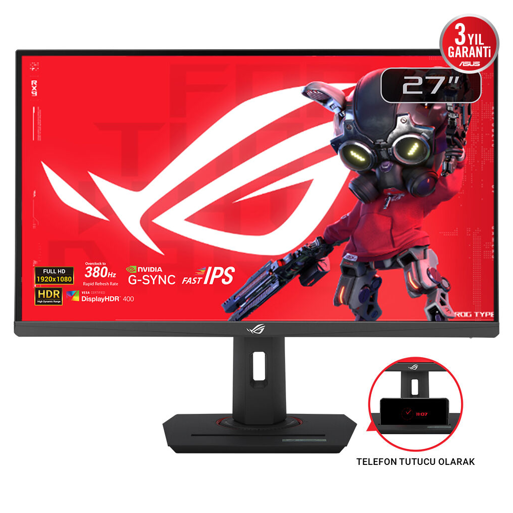 ASUS ROG STRIX XG279CNS 27&amp;quot; 0.3ms, 380Hz, Full HD, DP, HDMI, USB-C, Fast IPS LED, ELMB Sync Premium, GAMING Monitör