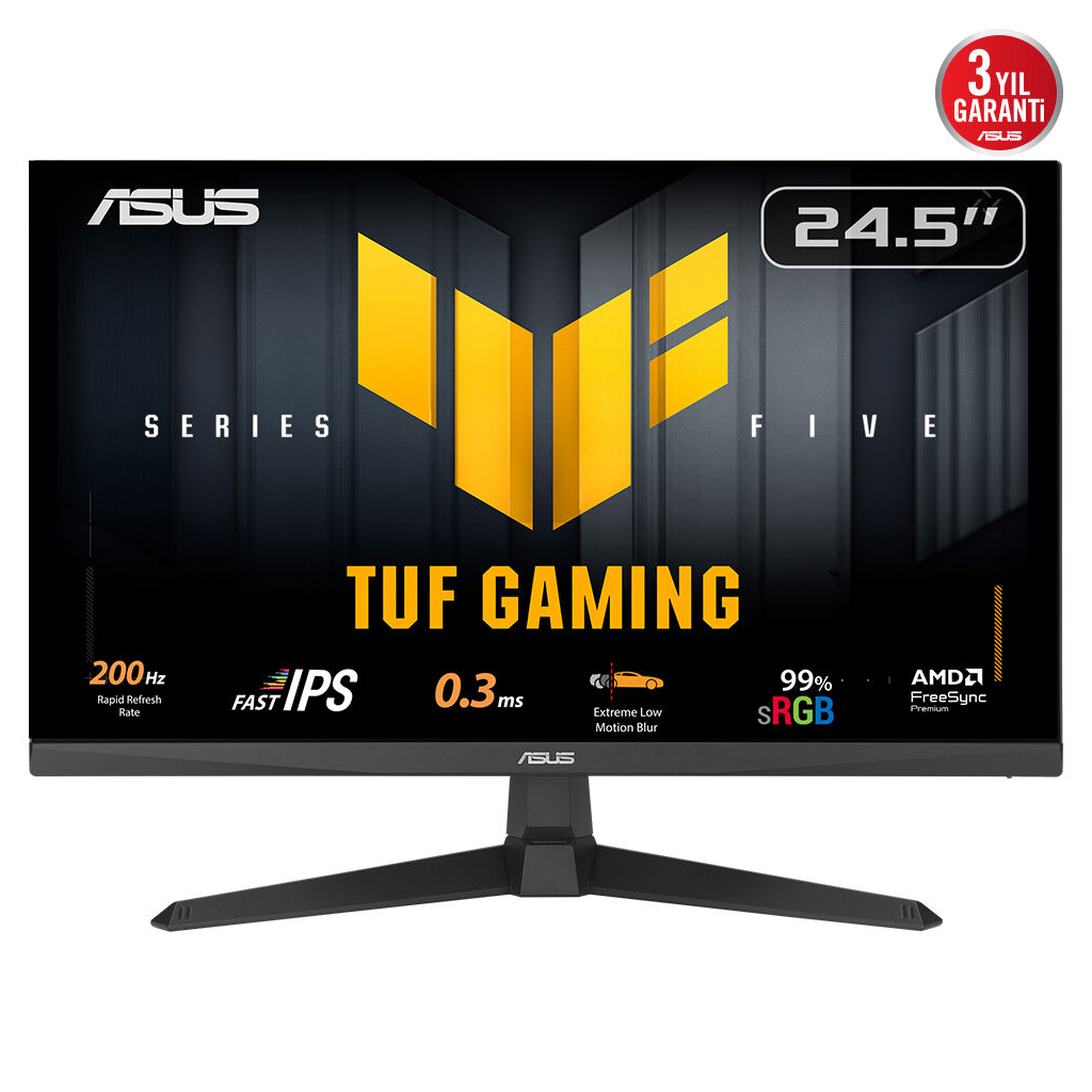ASUS TUF GAMING VG259Q5A 24,5" 0.3ms, 200Hz, Full HD, DP, 2xHDMI, Hoparlör, IPS Panel, ELMB Sync Premium, GAMING Monitör