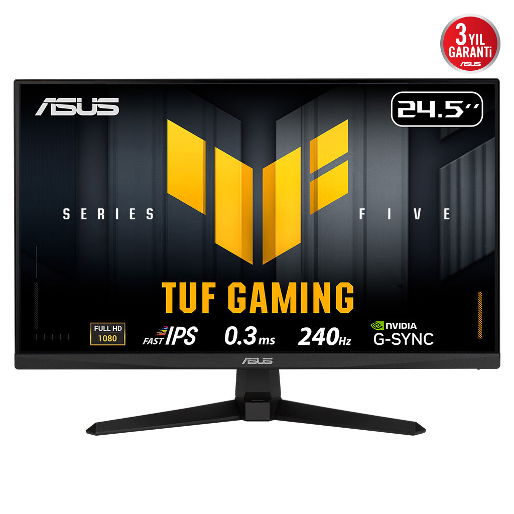 ASUS TUF GAMING VG259QM5A 24,5&amp;quot; 0.3ms, 240Hz, Full HD, DP, 2xHDMI, Hoparlör, Fast IPS LED, ELMB Sync Premium, GAMING Monitör