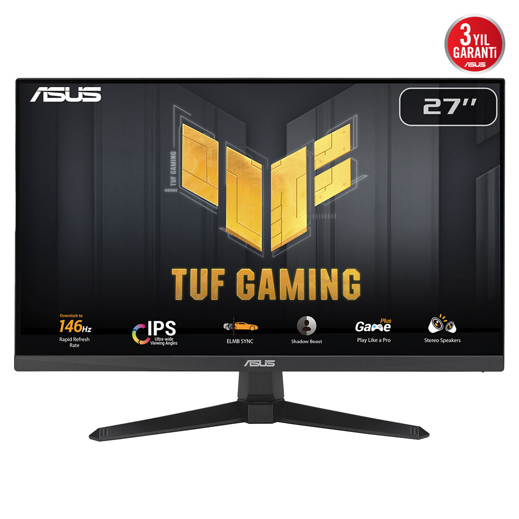 ASUS TUF GAMING VG279QE5A 27&amp;quot; 1ms, 146Hz, Full HD, DP, HDMI, Hoparlör, Fast IPS LED, Düşük Mavi Işık, FreeSync Premium, GAMING Monitör