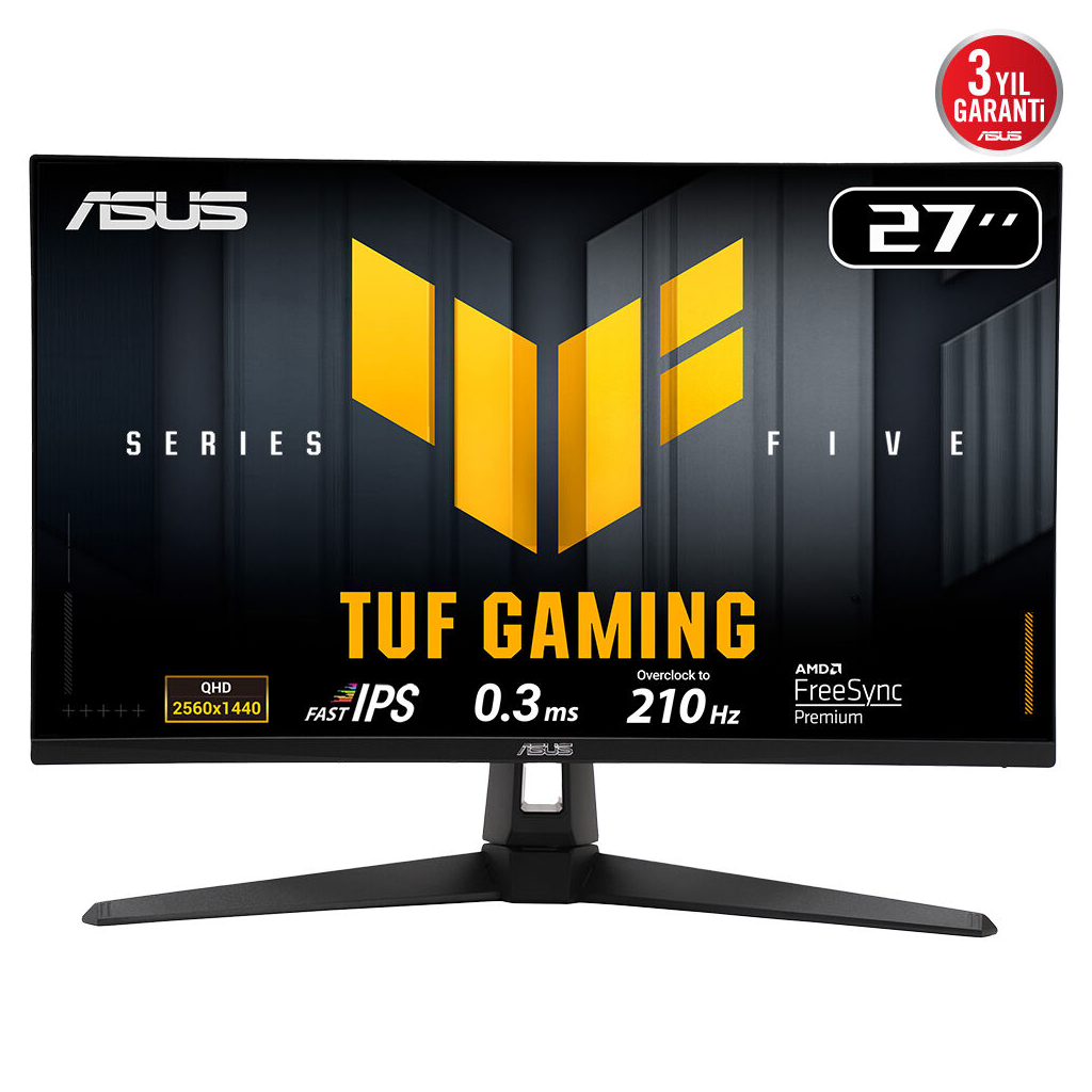 ASUS TUF GAMING VG27AQ5A 27" 0.3ms, 210Hz, QHD, DP, 2xHDMI, USB, Hoparlör, Fast IPS LED, ELMB Sync Premium, GAMING Monitör