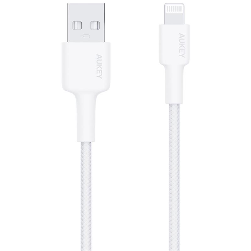 Aukey CbBal7Wh Naylon Örgülü UsbA Li̇ghtni̇ng Kablosu 0.9Mt