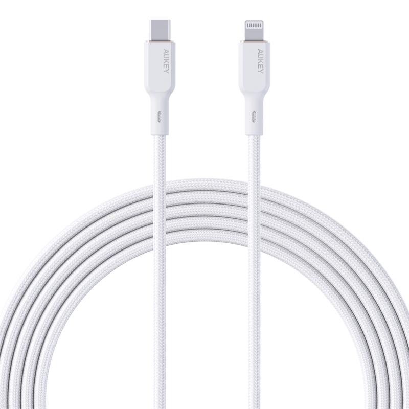 Aukey CbNcl1Wh Naylon Örgülü 3A 480Mbps TypeC Lıghtnıng Kablosu 1.8Mt