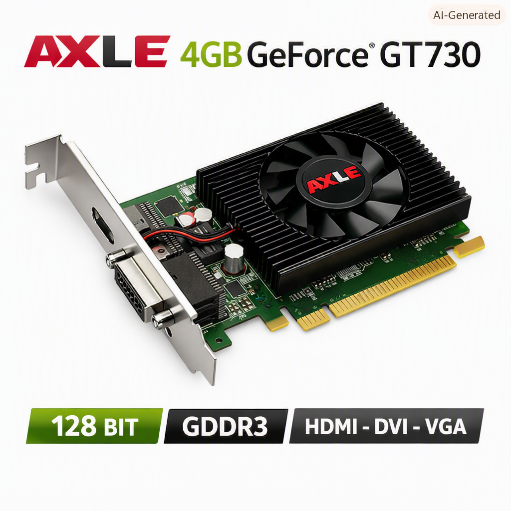 AXLE 4GB GeForce GT730 GDDR3 128 Bit (AX-GT730/4GD3P8CDIL) HDMI DVI VGA