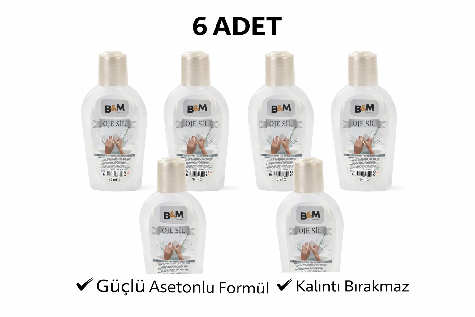 B&M Oje Sil 70 ml Asetonlu Oje Çıkarıcı Güçlü Formül 6 ADET