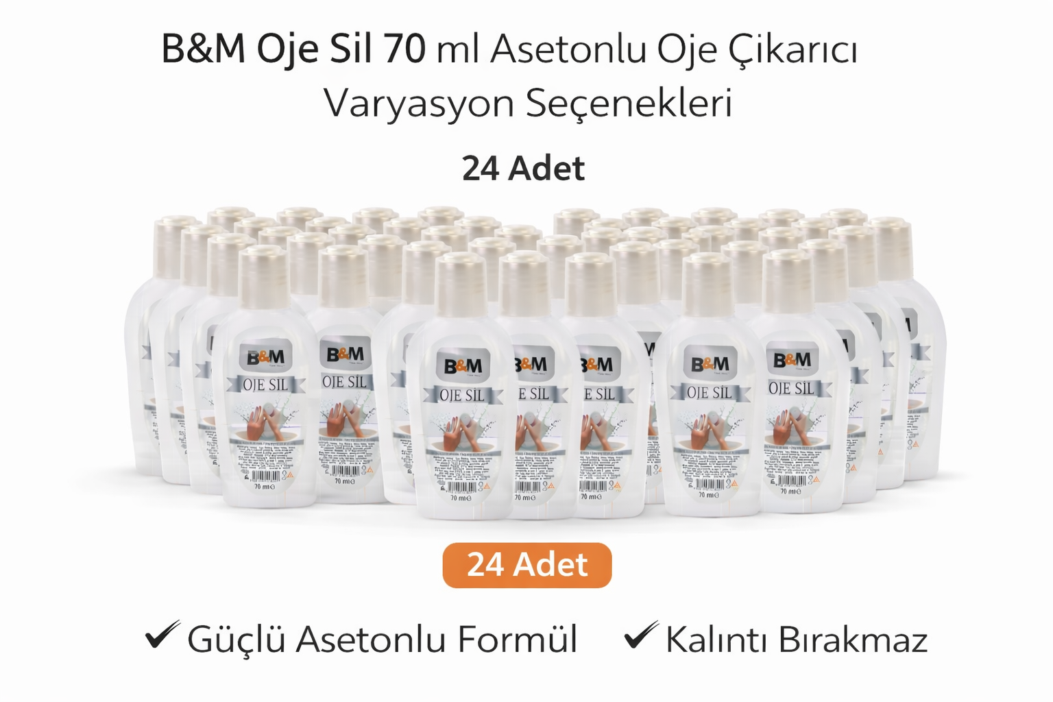 B&M Oje Sil 70 ml Asetonlu Oje Çıkarıcı Güçlü Formül 24 ADET