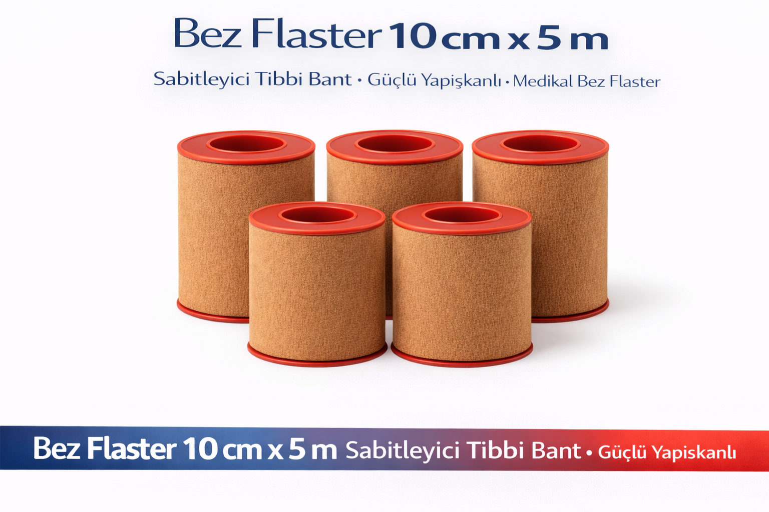Bez Flaster 10 cm x 5 m Sabitleyici Tıbbi Bant Kahverengi Bez Flaster Güçlü Yapışkanlı 5 Adet