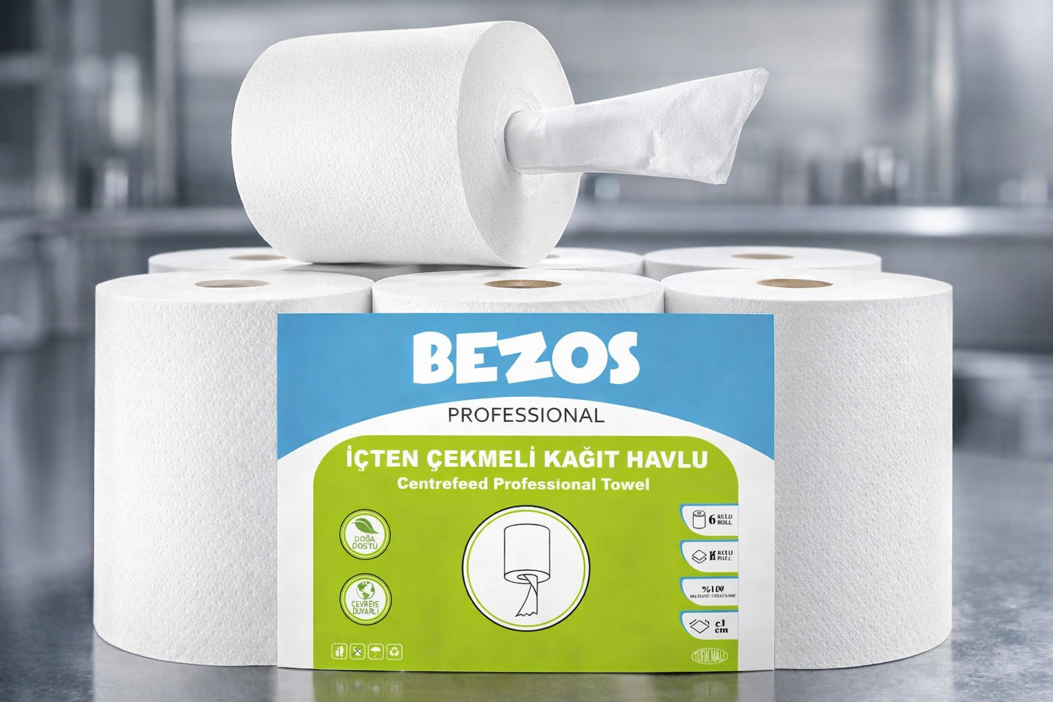 Bezos Professional İçten Çekmeli Kağıt Havlu 6'lı Koli | Endüstriyel & Yoğun Kullanım