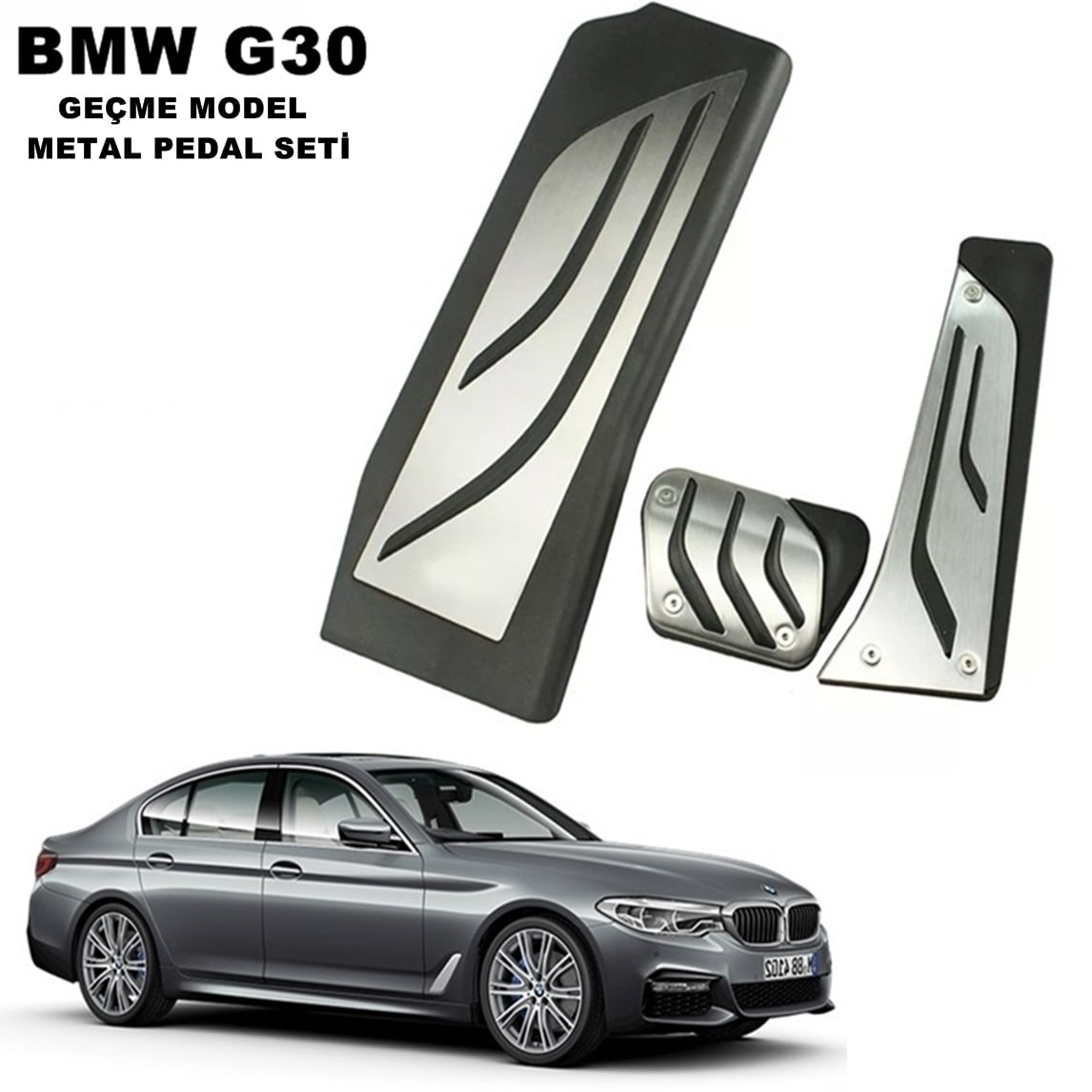 BMW 5 Serisi G30 M Sport 20i 2017-2023 Uyumlu Geçme Otomatik Pedal Seti Siyah Krom
