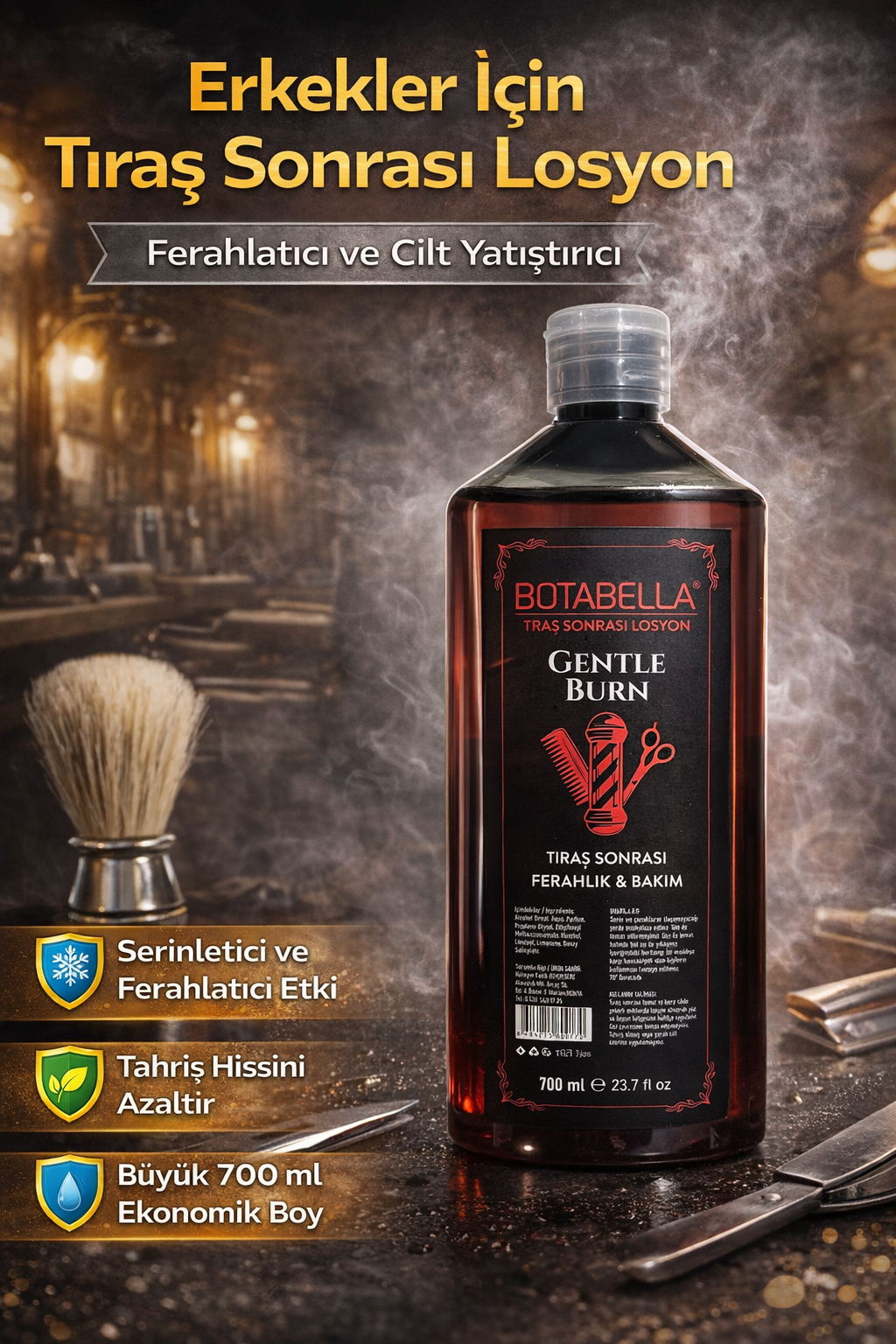 Botabella Gentle Burn Tıraş Sonrası Losyon 700 ml Erkek After Shave Ferahlatıcı Bakım Losyonu