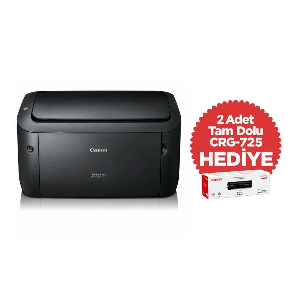 CANON i-SENSYS LBP6030B, Lazer Yazıcı (Siyah), Orjinal +2adet CRG725 Toner Hediyeli (Dakikada 18 Sayfa) ORİJİNAL TONERLİ