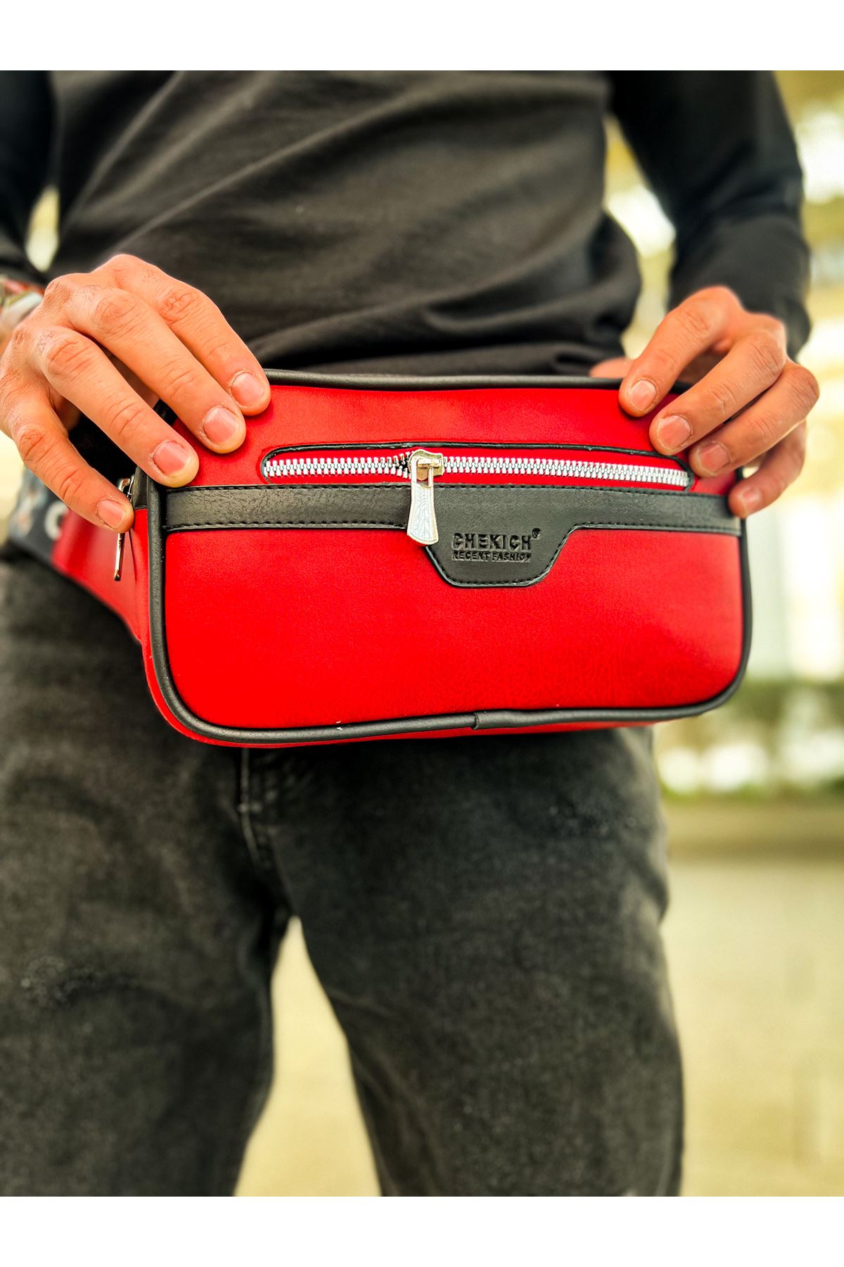 Ch101 Poani Tablet Erkek Çanta Sıyah Kırmızı