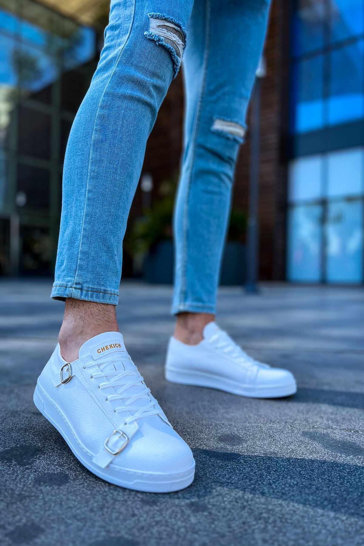 CH191 - CBT Side Buckle Erkek Ayakkabı BEYAZ