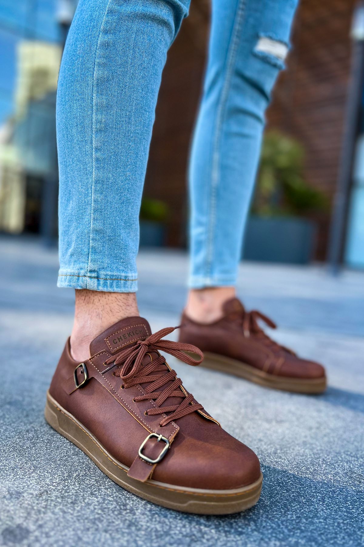 CH191 - CKT Side Buckle Erkek Ayakkabı TABA