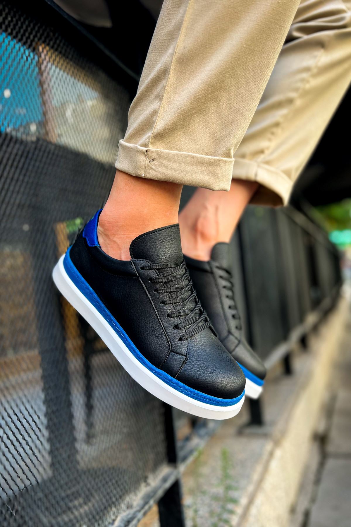 CH979 - Santoni GBT Spor Erkek Ayakkabı SIYAH/MAVI