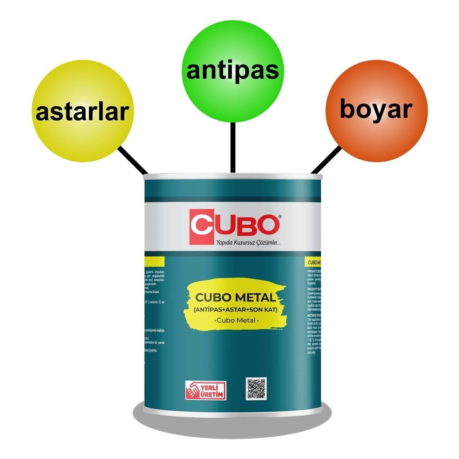 Cubo Metal Pas Boyası Nefti Yeşil 0,75 Litre