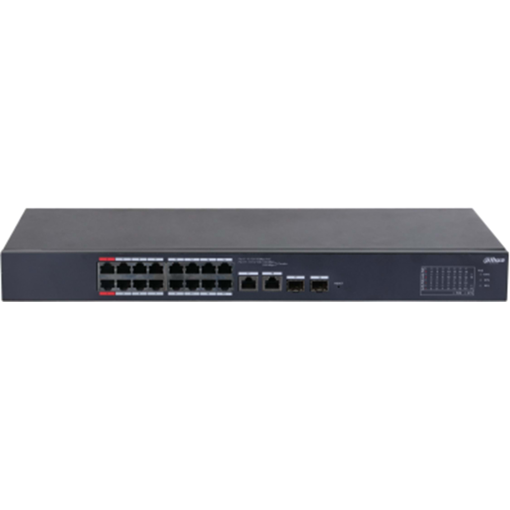 DAHUA CS4218-16ET-240, 16Port, Megabit, PoE 240W, 2 Port SFP Gigabit Combo, Cloud Yönetilebilir, Switch