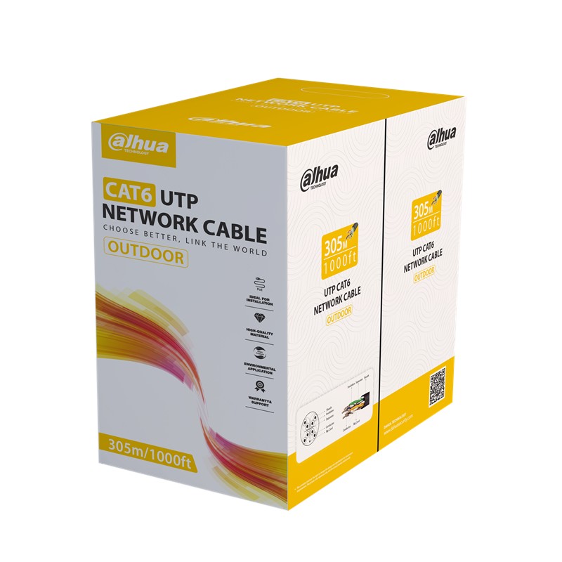 Dahua DhPfm9206Un U/Utp 305 Metre 24Awg %100 Bakır Pe Outdoor Si̇yah Renk Cat6 Kablo