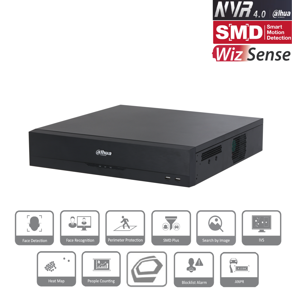 DAHUA NVR5832-EI, 32Kanal, 32Mpix, H265+, 8 HDD Desteği, 1080P Kayıt, 384Mbps Bant Genişliği, 2 Port GigaBit Lan, RAID 0/15/6/10, NVR