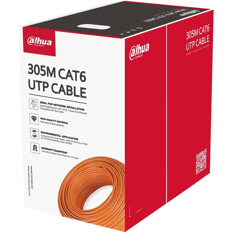 Dahua Pfm922I6UnC 305 Metre U/Utp 23Awg Cca Turuncu Renk Cat6 Kablo