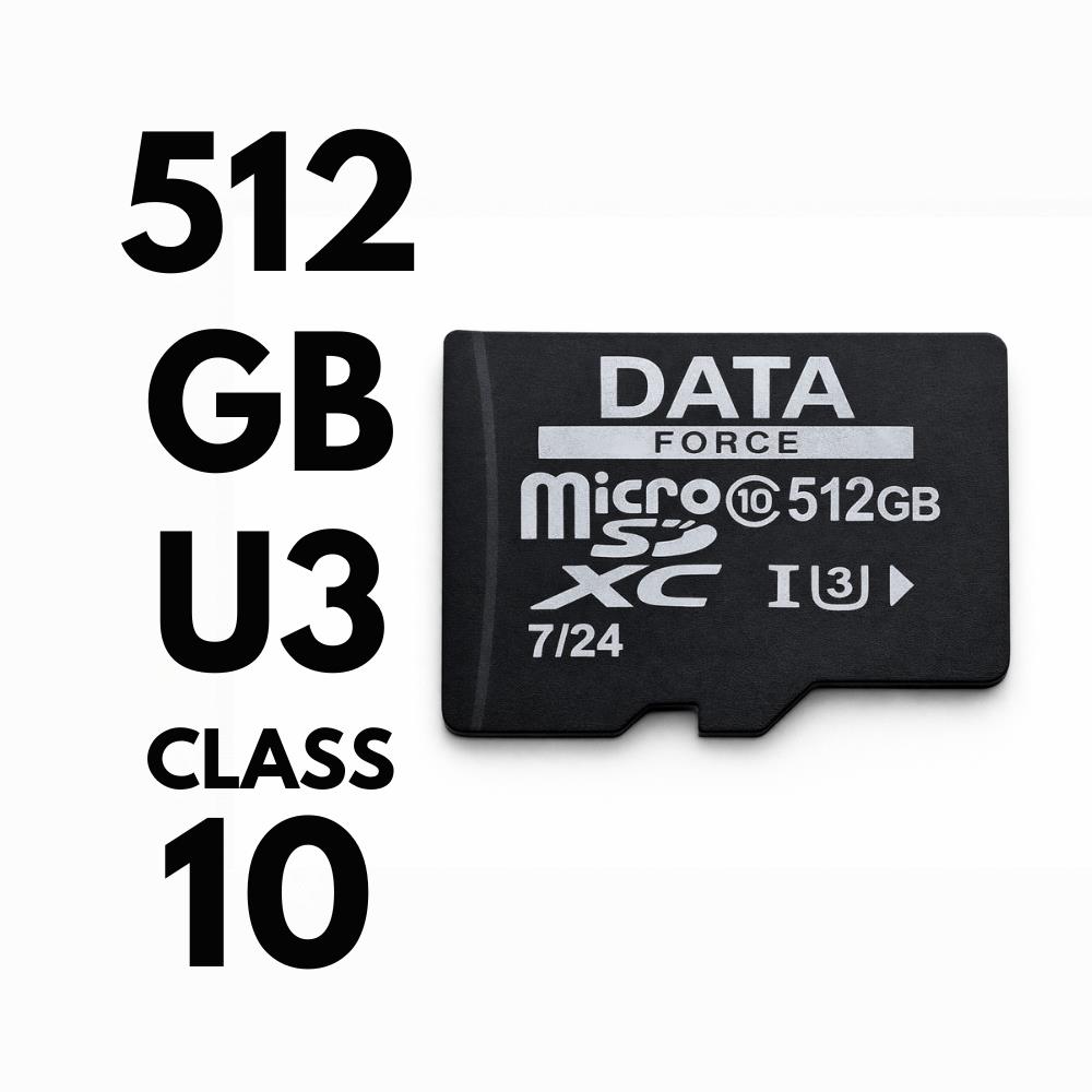DATAFORCE 512GB U3/CL10 7/24 SURVEILLANCE 100/50MBS HAFIZA KARTI