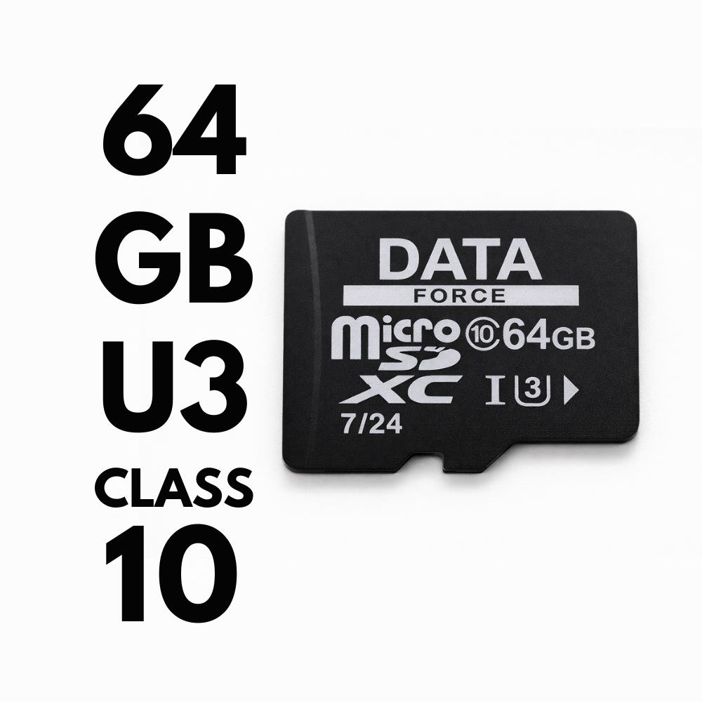 DATAFORCE 64GB U3/CL10 7/24 SURVEILLANCE 100/50MBS HAFIZA KARTI