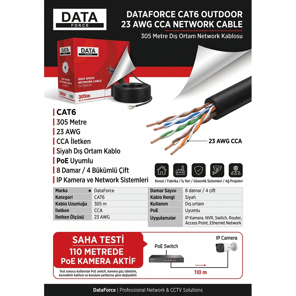 DATAFORCE CAT6 23 AWG 0,57MM 305M OUTDOOR