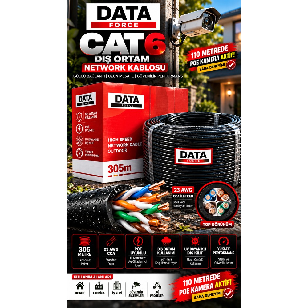 DATAFORCE CAT6 23 AWG 0,57MM 305M OUTDOOR