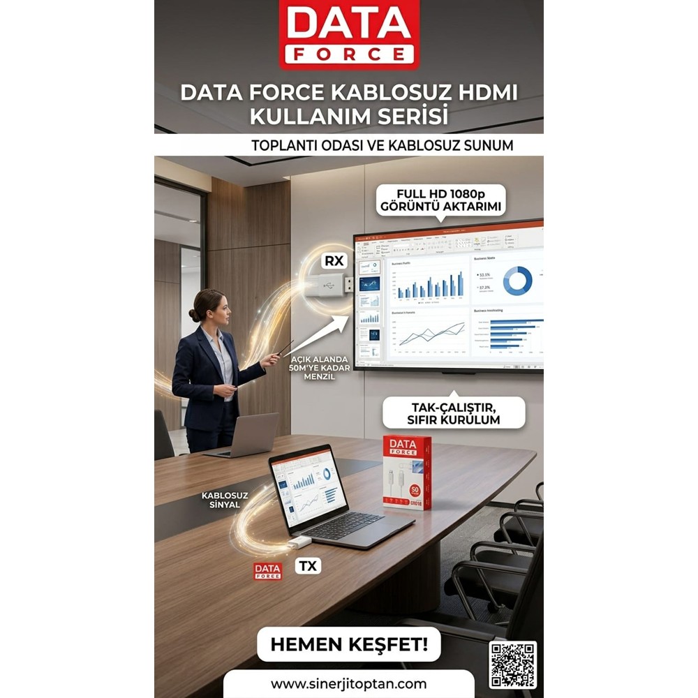 DATAFORCE KABLOSUZ GÖRÜNTÜ AKTARICI 50M MESAFE