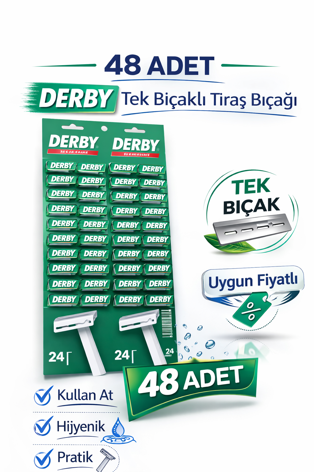 Derby Tek Bıçaklı Tıraş Bıçağı Paket Seçenekleri 48 ADET