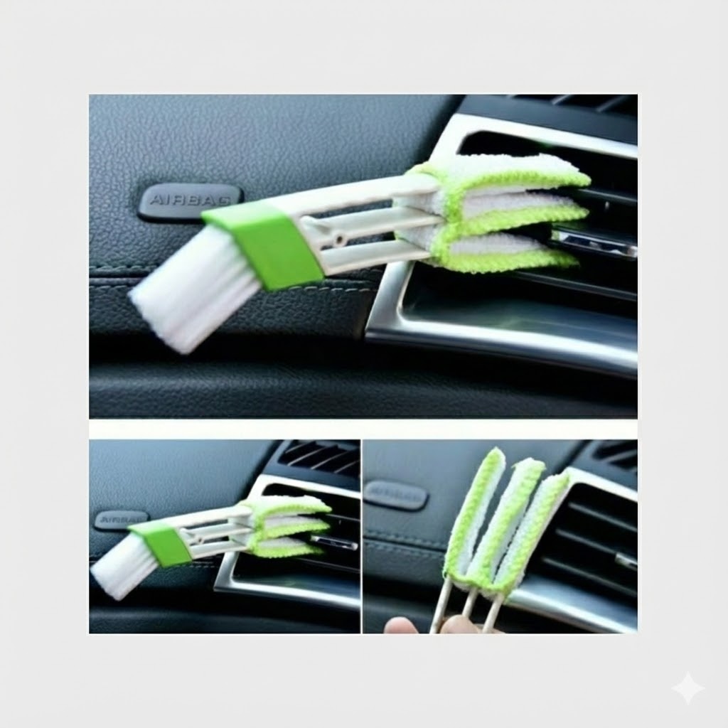 Detay Temizlik Fırçası Klima Izgara Temizleme Sünger Uçlu Yeşil-Beyaz