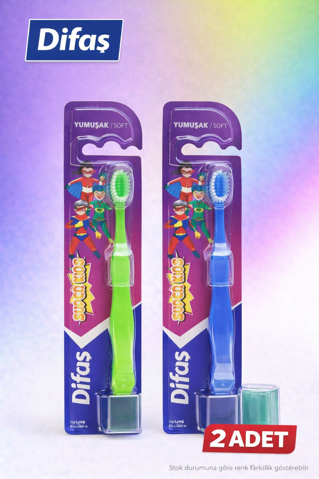 Difaş Kids Çocuk Diş Fırçası 2 Adet Yumuşak Kıllı Koruyucu Kapaklı